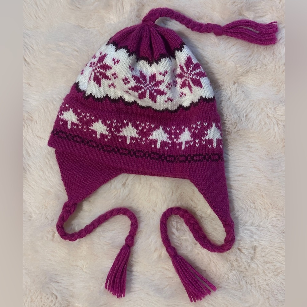 Hand-made Kids Winter Knit Hat with Ear Flaps